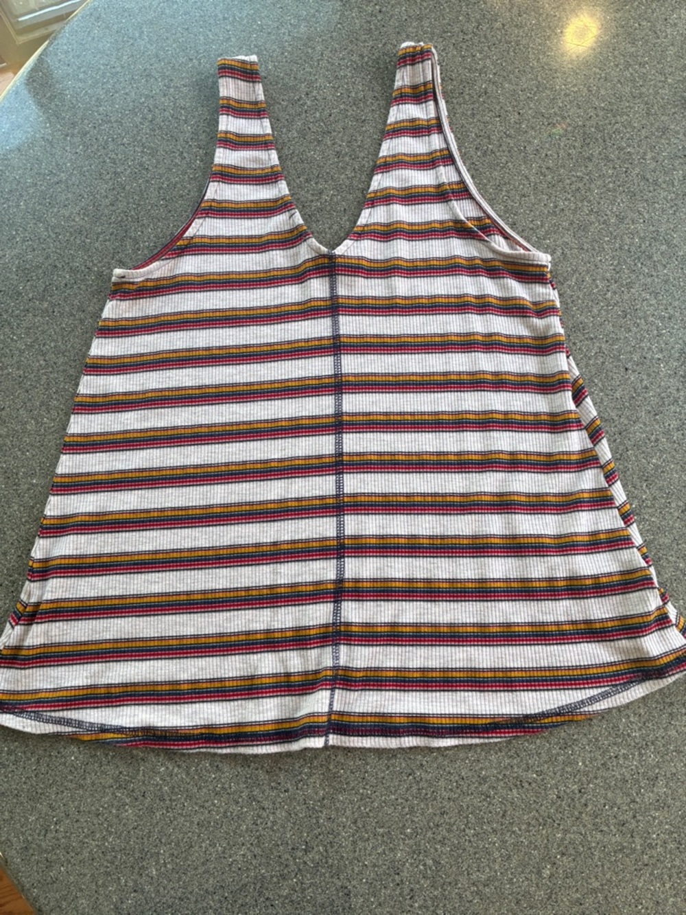 Striped V-Neck Sleeveless Tank Top - Multicolor